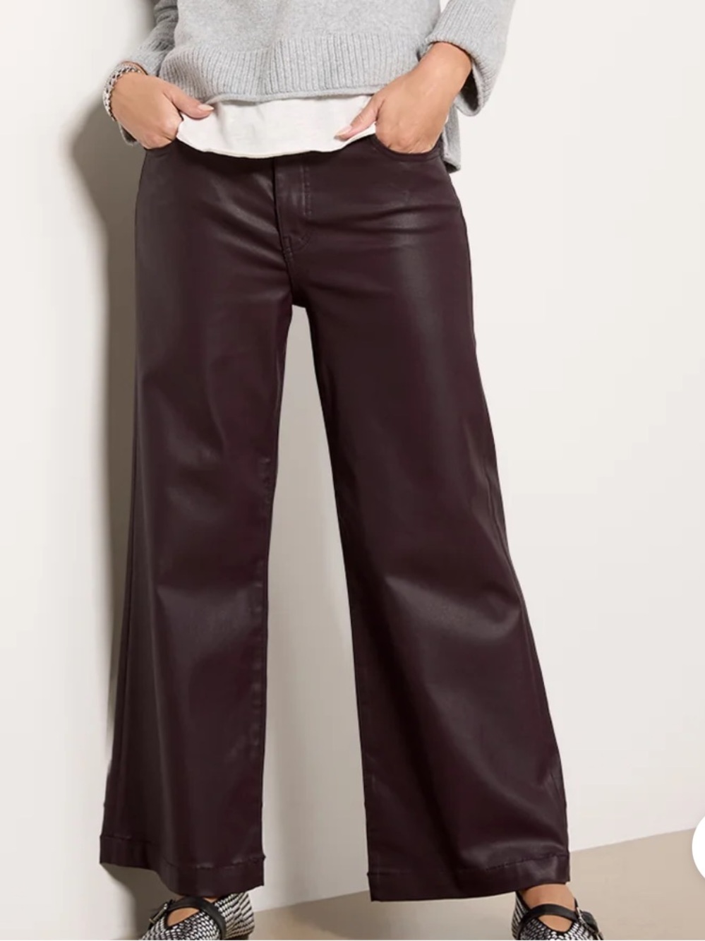 KUT Meg Coated Brown Wide Leg